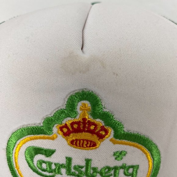 Vintage Carlsberg Beer Patch Snapback Hat Trucker Cap Mens Green Mesh - Picture 9 of 14